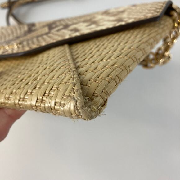 MICHAEL KORS SMALL STRAW AND LEATHER SNAKE PRINT CROSSBODY - Picture 5 of 10